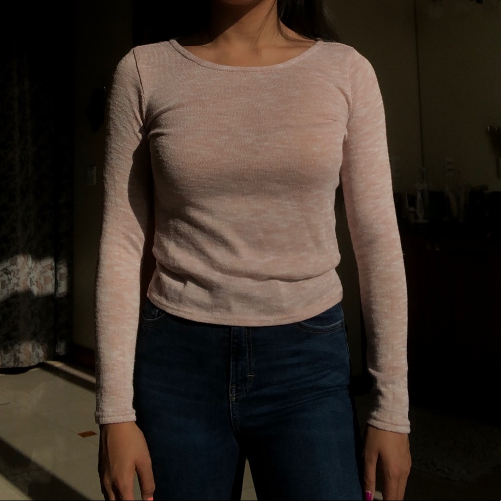 Light Pink Marled Knit Top